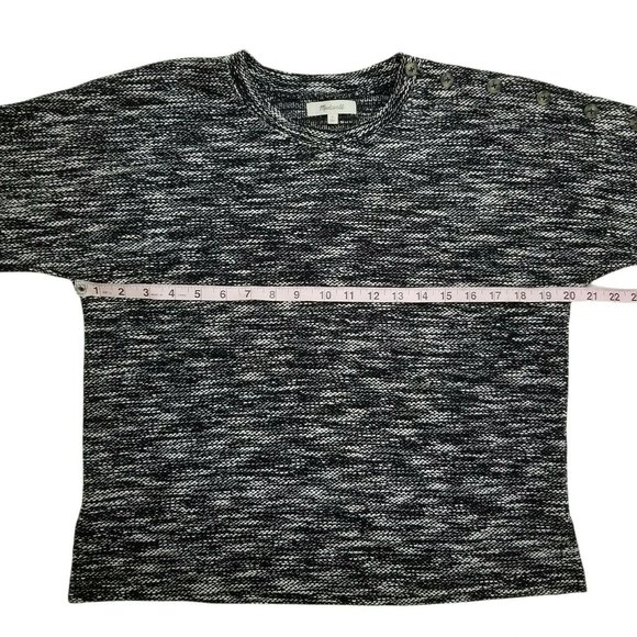 Madewell Knit Sweater Shirt Wide Sleeve Button Shoulder Black & White Small - Picture 9 of 11